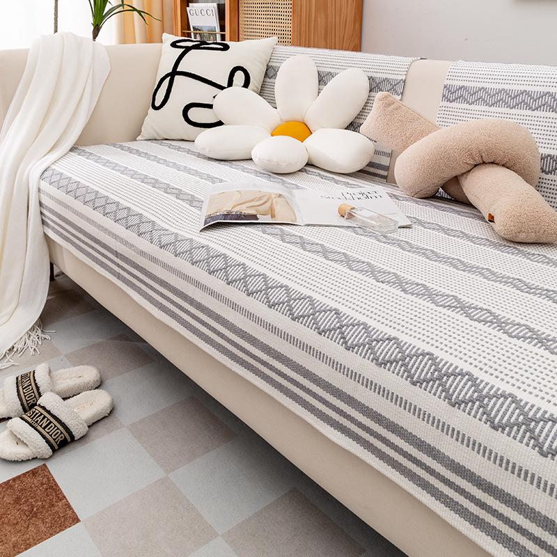 Cotton and Linen Modern Simple Sofa Cushion Sofa Towel Cover Cloth Cover All-inclusive Non-slip All-season Universal Seat Cushion Thickened