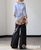 Antiqua Floral Striped Long Sleeve One Size White and Blue Mix Shirt, Women's Top, IYA-00100, 03,
