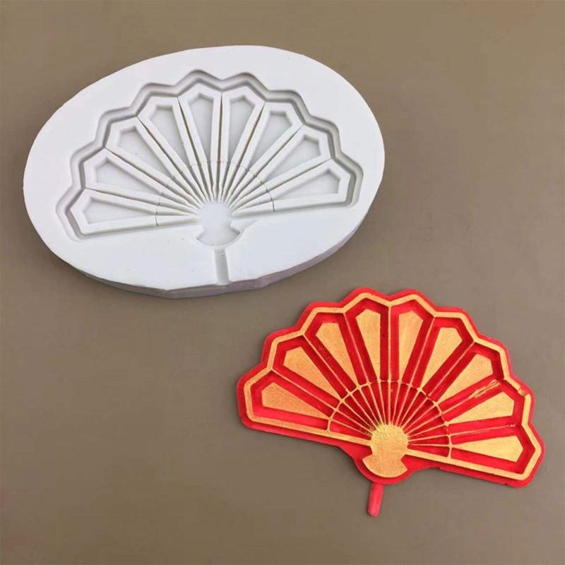 Folding Fan Mousse Silicone Mold Fondant Cake Border Mould Chocolate Mould Cake Decor Tools Kitchen Baking Accessories