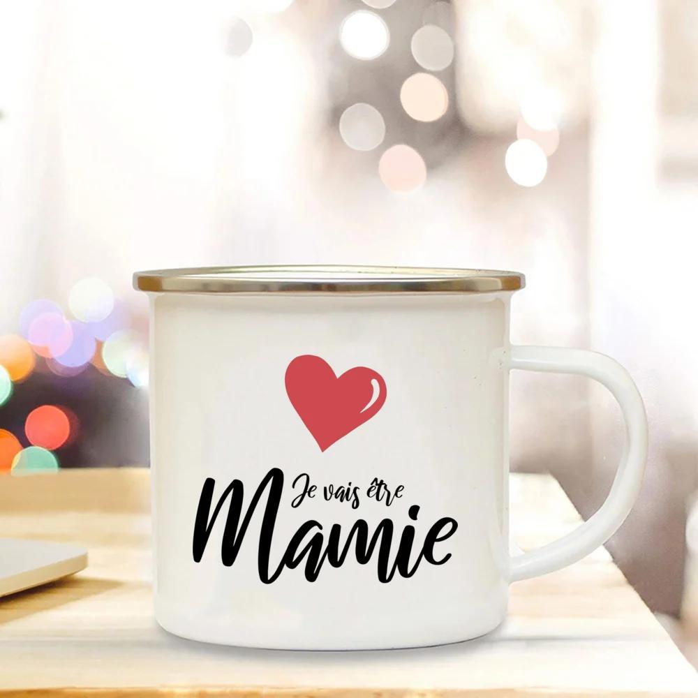 Beste Oma der Welt Bedruckte Tassen Kreative Kaffeetassen Getränke Wasser Milch Tasse Emailletasse Zuhause Henkel Trinkgeschirr Mamie Geschenke