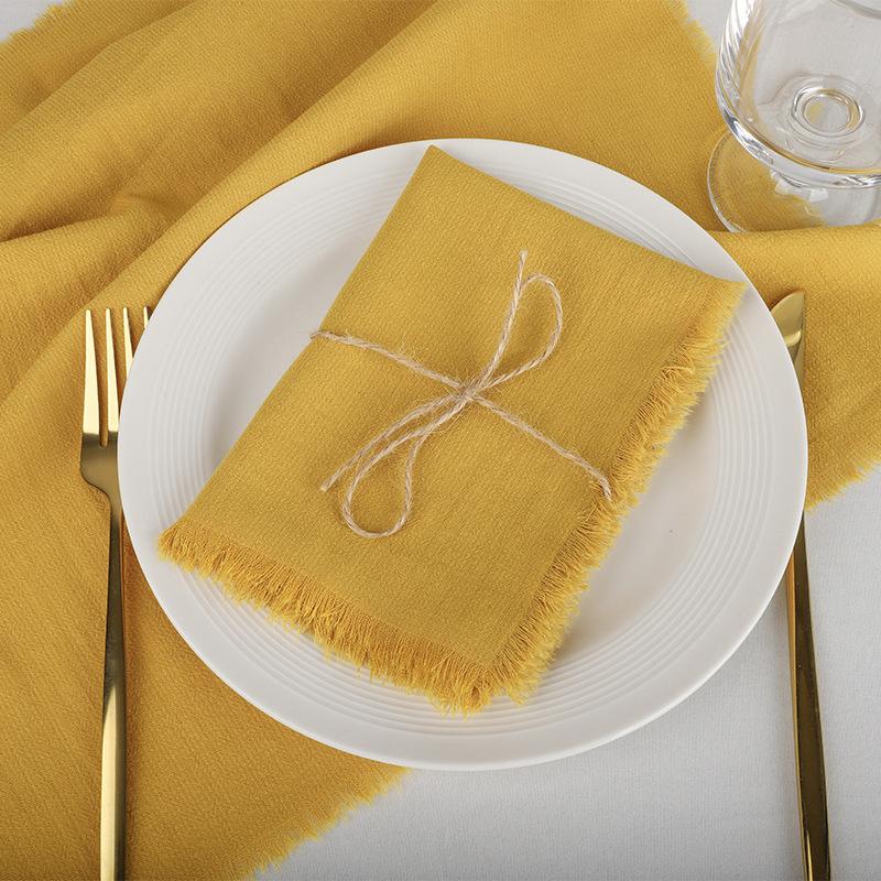 50PCS Handmade Cloth Napkins Large 42x42cm Cotton Napkins with Tassels Delicate Soft Washable for Dinners Parties Wedding Decor