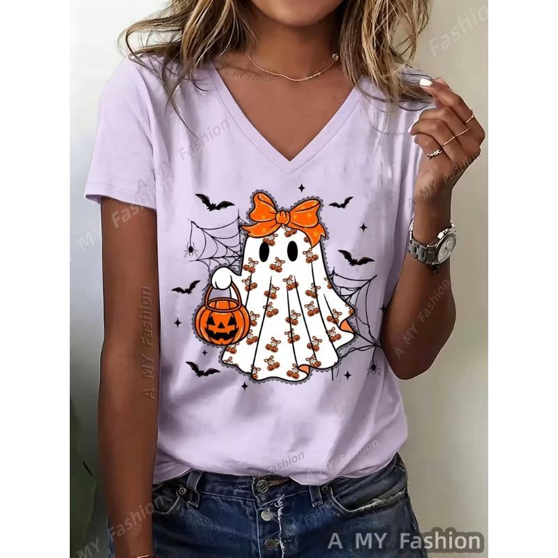 Women's V-neck short-sleeved T-shirt casual fashion