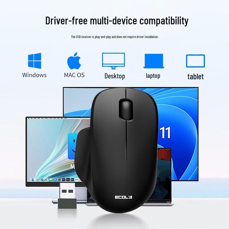 ECOLA M02BK Ergonomic Wireless Office Mouse