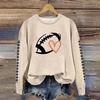 Yousheng Spring Fall Women Sweatshirt Football Print Round Neck Elastic Cuffs Loose Pullover Sport Type Top Casual School Commute Sweatshirt