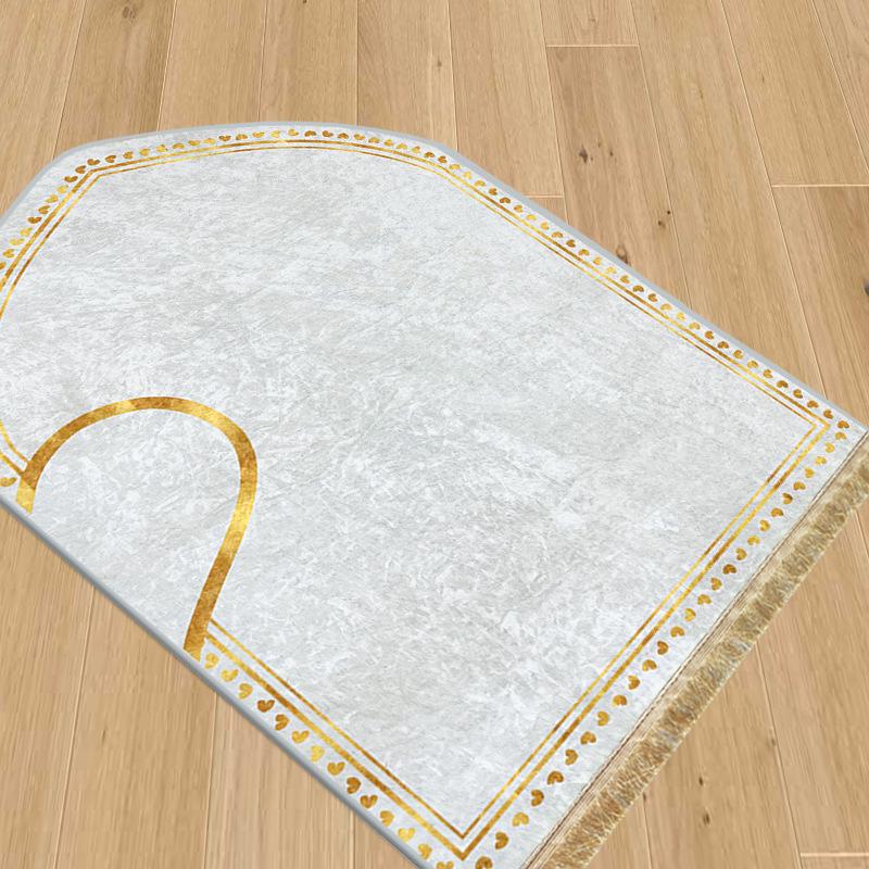 Solid Color Velvet Diamond Floor Mat: Gold, Non-Slip, Thickened with Tassels