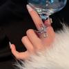 Light luxury fashion high sense pearl zircon copper ring women's design sense retro personality open index finger ring simple