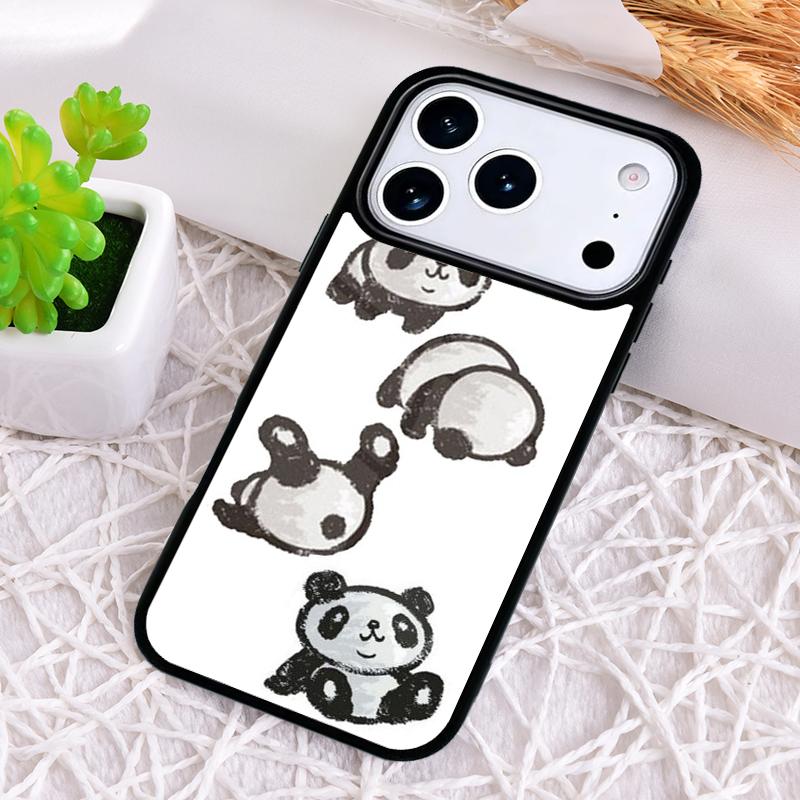 Sött tecknad djur Panda Fodral för iPhone 17 Air 16 15 11 12 14 13 Pro Max Stötsäkert Skydd