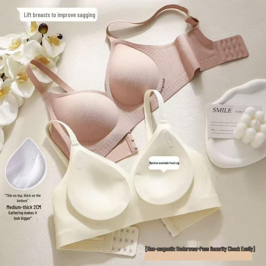 103 Medium-Thick Seamless Push-Up Bra for Women, Anti-Sagging, Wire-Free, with 2CM One-Piece Fixed Cup for Small Chest.
