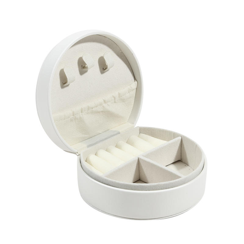 Portable Semi-Circular Small Travel Jewelry Case for Women Compact Top Handle Ring Necklace Earring Organizer Box