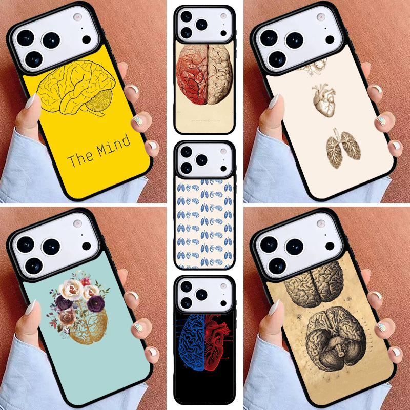 Human Organs Brain Phone Case for iPhone 16e 15 14 13 12 17 Pro Max Plus Air 17pro Cover Coque