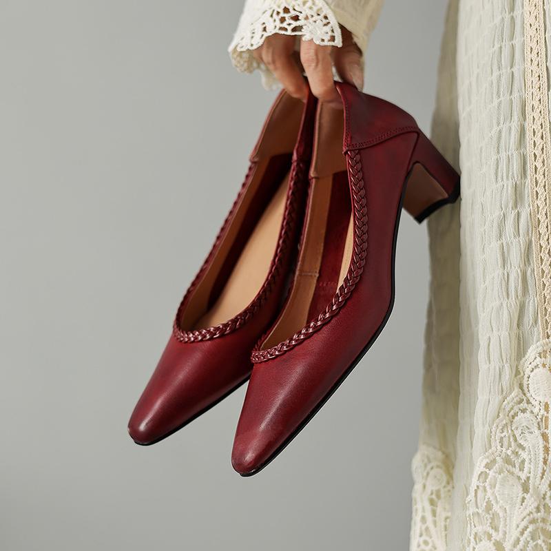 Fashion 2025 New Spring/autumn Genuine Leather Women Shoes Pointed Toe Ladies Shoes Fashion Concise Shoes Mid Heels Women Pumps