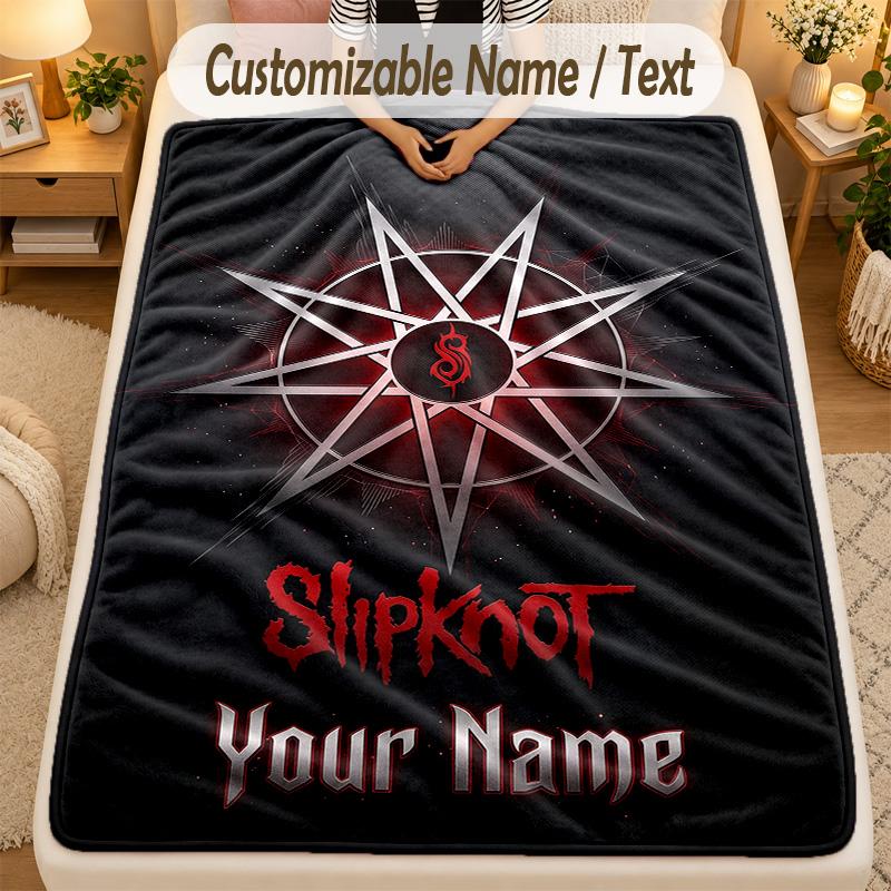 Flanell-DeckeSlipknot Benutzerdefinierter Name Text Personalisierte Weiche Warme Überwurfdecke Heimdekoration Geschenk