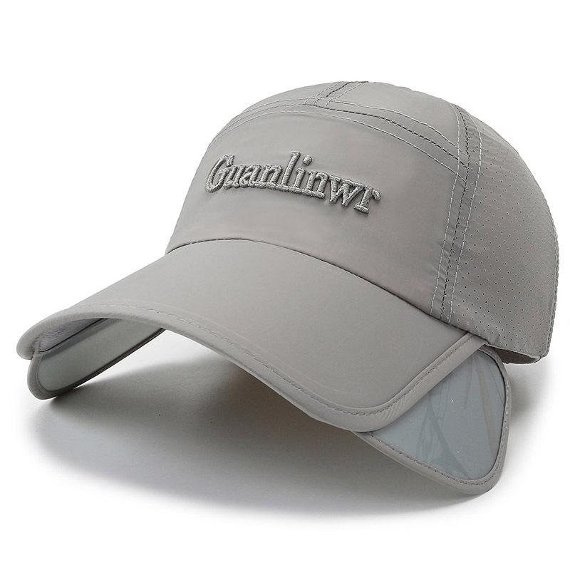 Retractable Extended Brim Hat Men's Summer Breathable Fishing Cap Men's Shade Fishing Sun Protection Baseball Cap