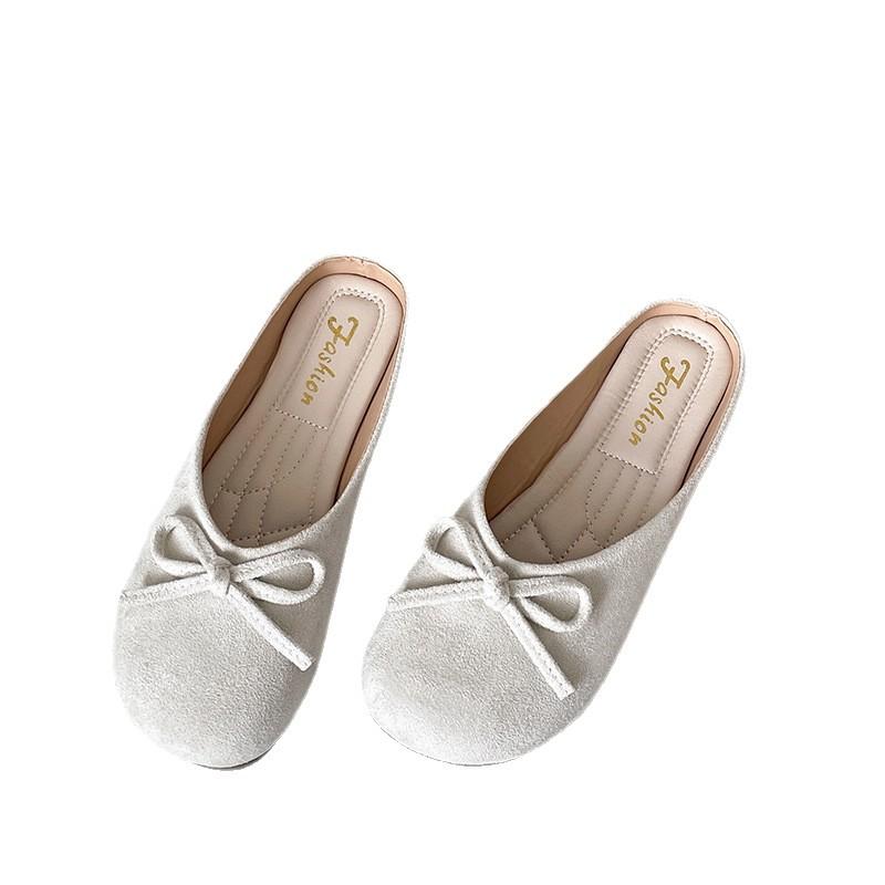French bow bag head half slippers female summer wear 2025 new gentle fairy with skirt Mary Jane single shoes