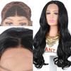 European American Front Lace Wig Women's Long Curly Hair Black Big Wave High Temperature Silk Headgear