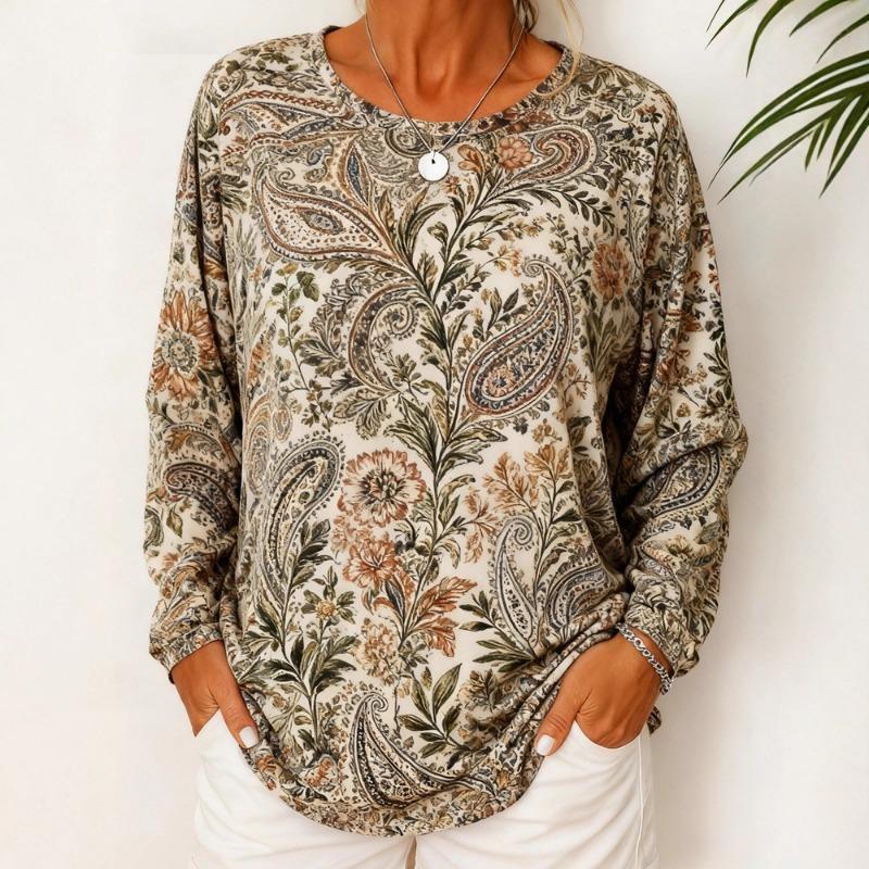 New Autumn Women's Casual Loose Fashion Printed Long Sleeve Round Neck Pullover Top