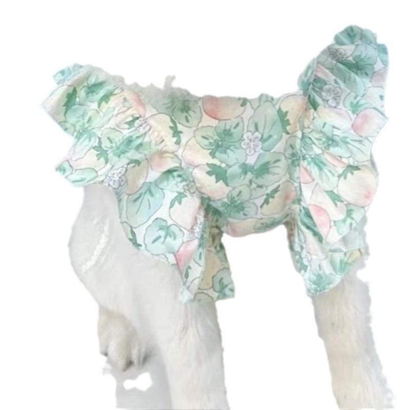 Pet Clothes Spring and Summer Cute Medium and Large Dog Clothing Pet Clothing Floral Princess Skirt Midsummer Flowers