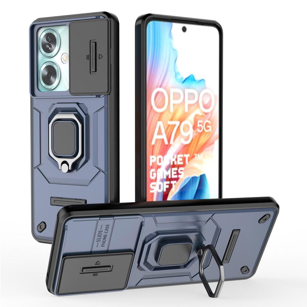 For Oppo A79 5G/A2 5G Case Camera Protection PC+TPU Phone Cover with Ring Kickstand