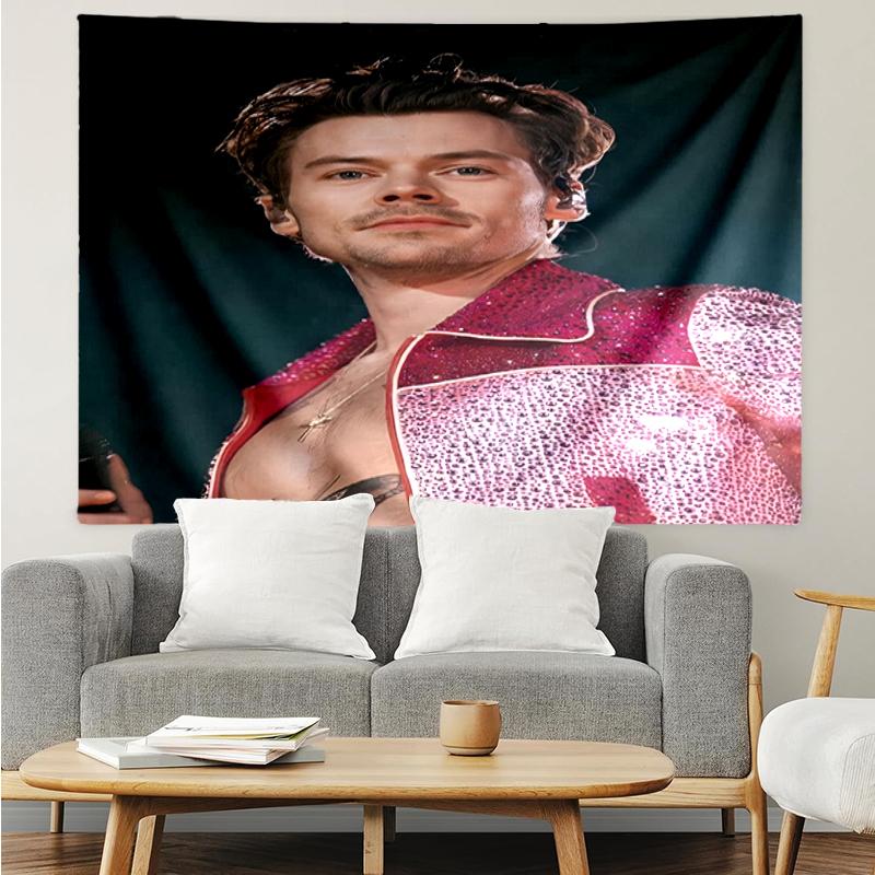 Arazzo con Stampa di Harry Styles, Sfondo, Facile da Installare, Ideale per Camera da Letto, Ufficio e Soggiorno, con Decorazione Estetica da Appendere alla Parete.