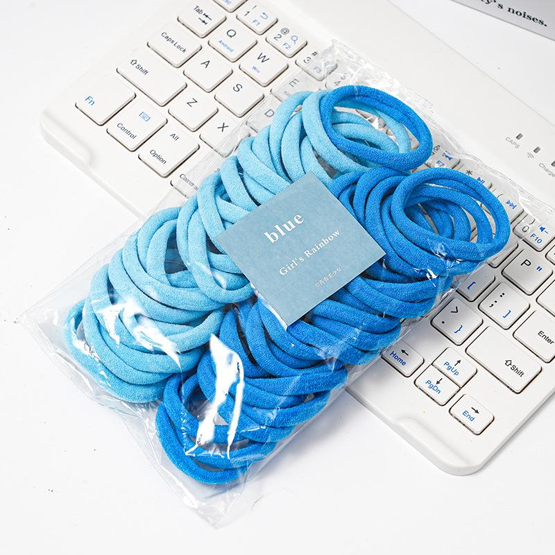 50Pieces Set of Dual Color Four Season High Elastic Seamless Hair Rope Simple and Durable Fashionable Leather Band Soft Knitt