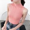 Turtleneck Wide - Ribbed Knitted Vest Women's Summer Hong Kong - Style Retro Chic Sleeveless Top Base Layer