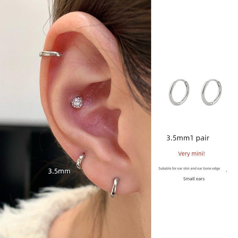 Ringring Store Mini Ear Studs Super Small Exquisite Simple Bracelet Earrings Female Edge Ear Bone Stud Ring Ear Ring Small Earrings