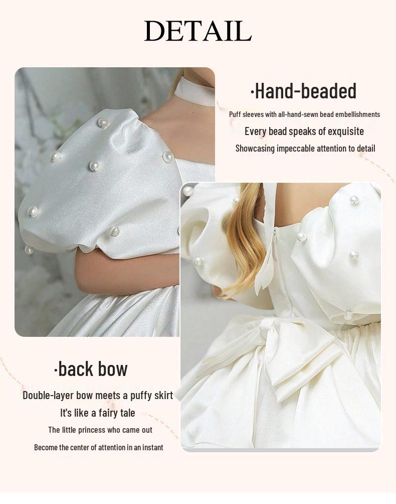 Cross-Border Puff Sleeve Princess Dress for Girls - Flower Girl, Wedding, Birthday, Party, or Piano Performance.