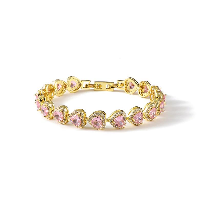 Heart Shape Zircon Crystal Micro Pave Bracelet Women Trendy Fashion Statement Jewelry