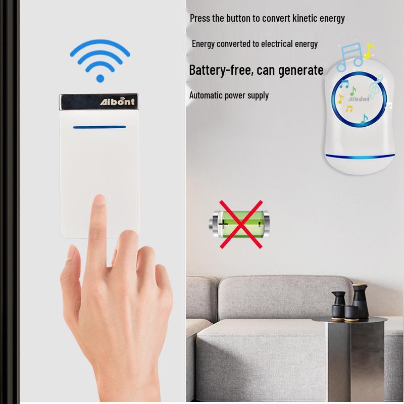 Wireless Smart Music Doorbell with Dual Alerts and Long-Range Elderly Call Button - Battery-Free