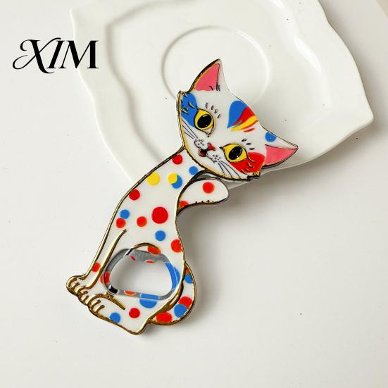 Refrigerator Decoration Magnet Cat Bottle Opener Fridge Magnet, Vintage Cartoon Kitten Decorative Acrylic Magnetic Opening Tool for Home Bars