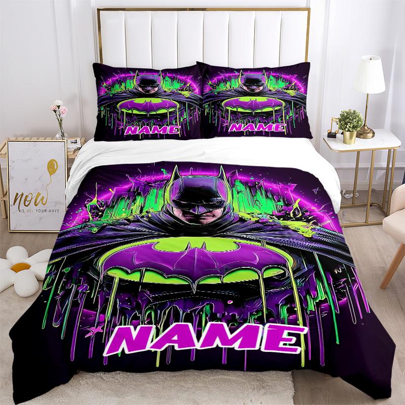Custom Textile Batman Moon Bedding 3 Piece Set HD Print Duvet Cover Pillowcases for Teens Adult Bedroom Decoration