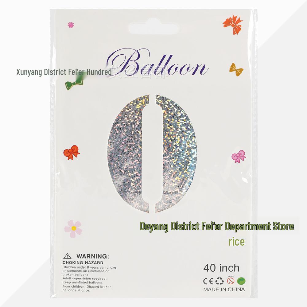 40-inch Aluminum Foil Laser Number Balloons for Birthday and Wedding Decorations