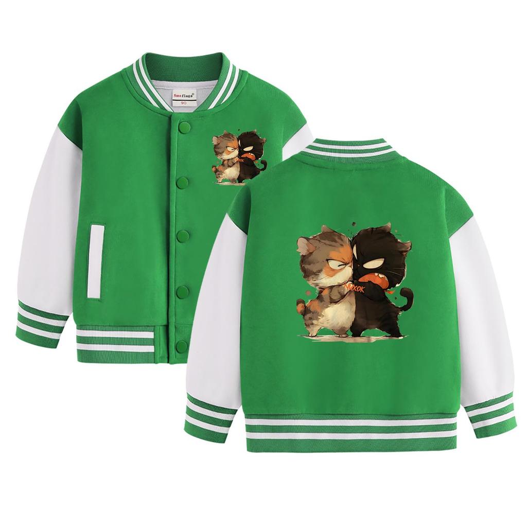 Boys' 2026 Fleece-Lined Baseball Jacket for Spring and Autumn