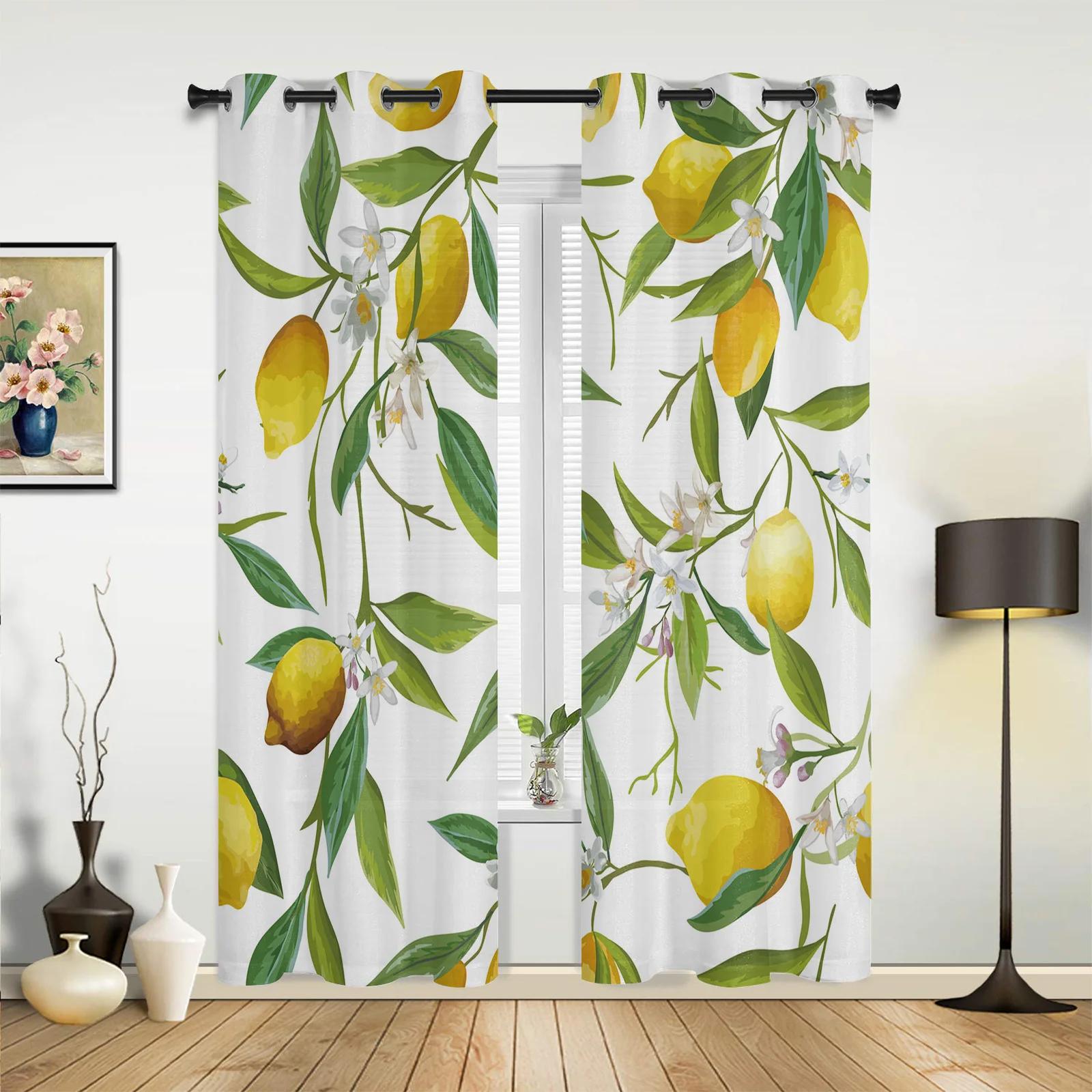 Obst Zitrone Gelb Weiß Vorhänge für Schlafzimmer Wohnzimmer Vorhänge Küche Kinderzimmer Fenster Vorhang Moderne Wohnkultur 135W x 60H(cm) x1