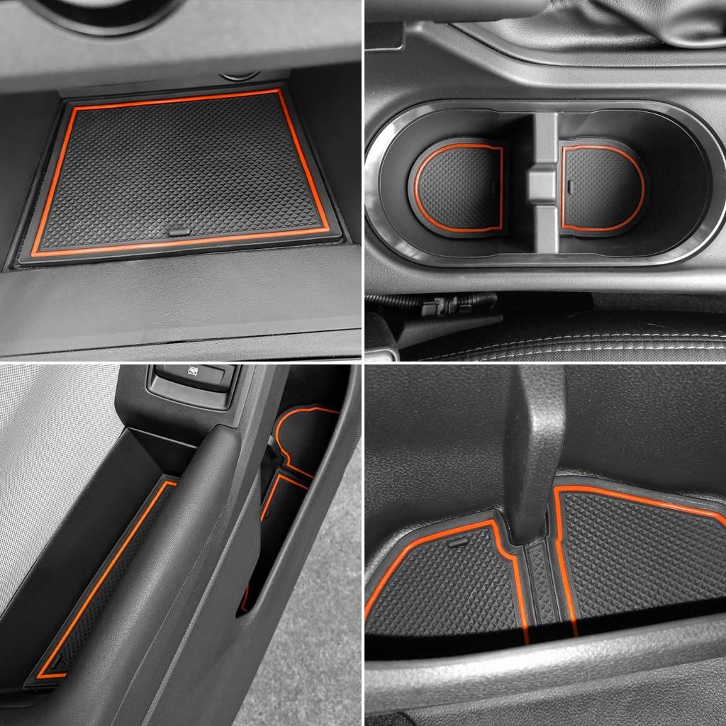 Cup Holder Erts For Subaru Crosstrek Accessories      2018, For Subaru Impreza 2017- Center Console Mat Non-Slip Door Pocket Liners (15Pc, Orange)