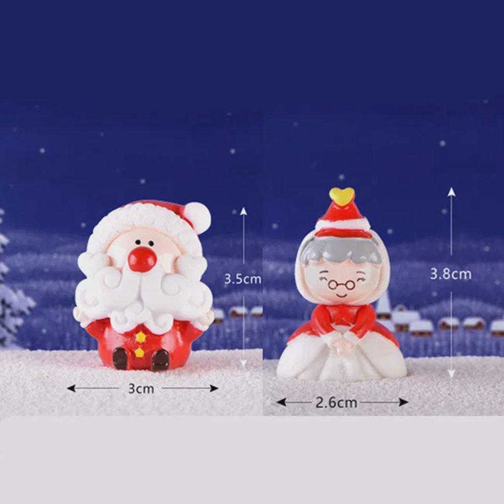 8pcs Miniature Christmas Figurine Set Christmas Decoration Fairy Snowman Santa Claus Miniature Figurines Xmas Gifts DIY Home Decor