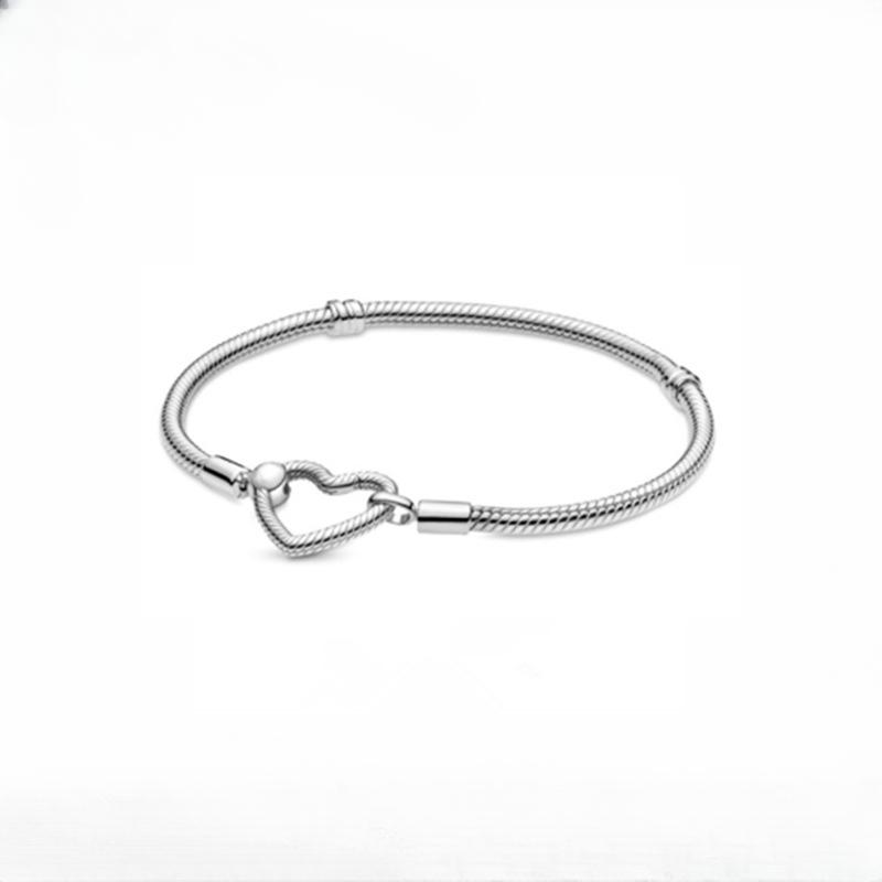 Simple Personality Versatile Rose Gold Simple Temperament Heart-shaped Chain Buckle Snake Bone Chain Fashionable Couple Bracelet for Girlfriend