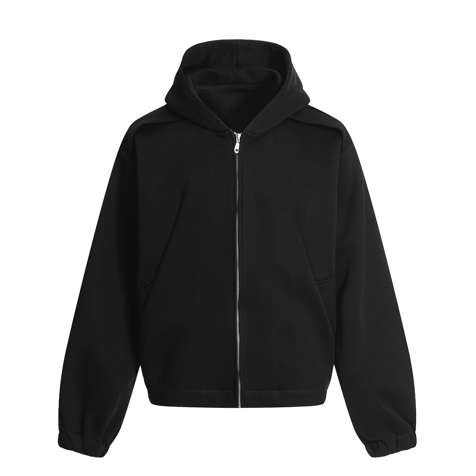 Men s autumn new American retro hoodie jacket simple loose cardigan zipper sweater men S
