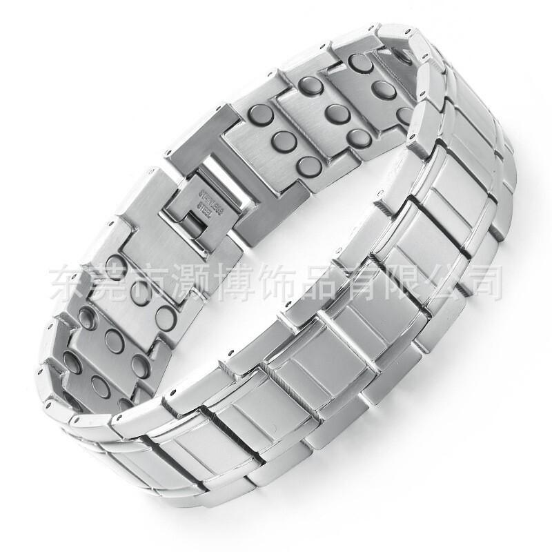 Mens Titanium Steel Geometric Bracelet With Magnetic Clasp Stylish Minimalist Wristband Daily Wear