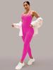 Butt-Lifting Padded Ribbed Sport Jumpsuit with Long Pants