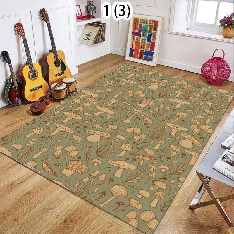 

Vintage Forest Mushroom Rug Boho Fall Leaves Pumpkin Pattern Floor Mat for Living Room Bedroom Retro Botanical Decorative Carpet 40X60CM