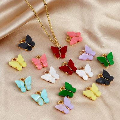 10pcs/Lot 13x13mm Colorful  Acrylic Butterfly Charms Pendant For Jewelry Making Cute Pendants DIY Earrings Bracelet Accessories