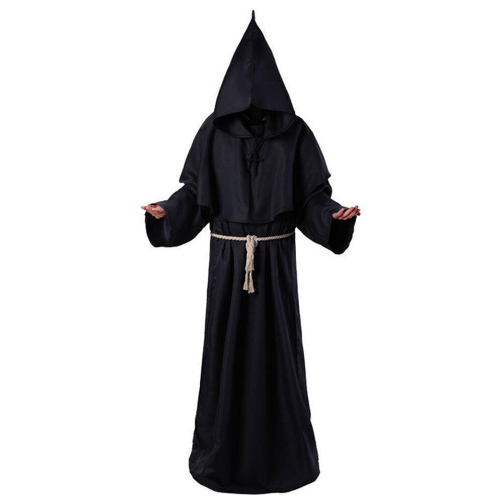 

Костюм для украшения на Хэллоуин, мантия монаха, одеяния священника, ведьмы, колдуна, накидка, накидка для вечеринки, смерть, призрак, вампир, дьявол, демон, косплей, 1 комплект S чёрный