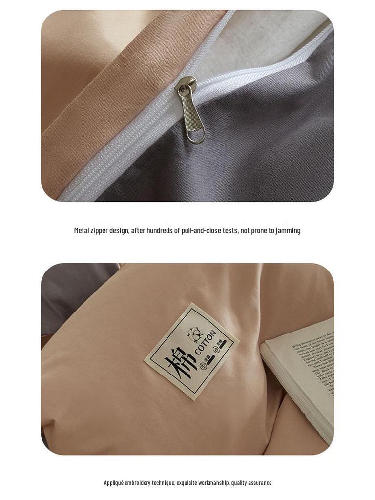 Jednobarevná sada ložního prádla z čisté bavlny - Měkká 4dílná pro citlivou pokožku