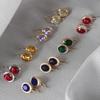 Dazzling Elegant Women Fashion Gold Color Earring Blue Hoop Earrings Female Wedding Jewelry Gifts Bijoux Femme