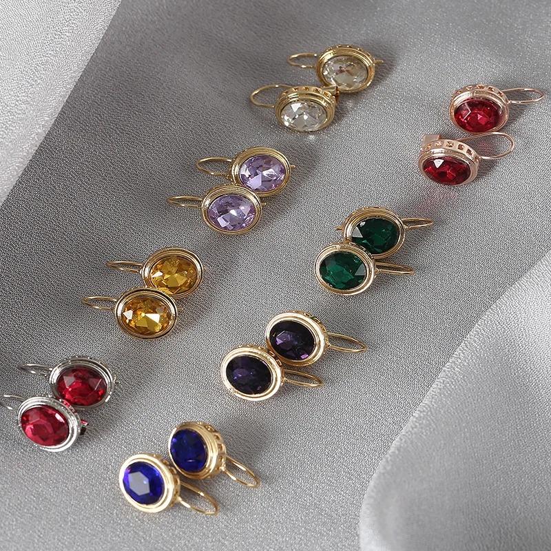 Dazzling Elegant Women Fashion Gold Color Earring Blue Hoop Earrings Female Wedding Jewelry Gifts Bijoux Femme