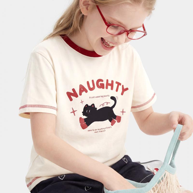 Girls' Short-Sleeve Summer T-shirt - Teen Stylish Top for Kids and Parent-Child Outfits
