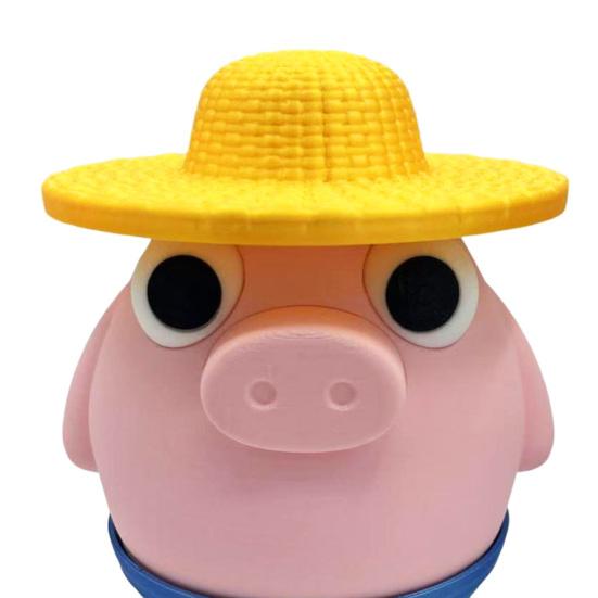 Yousheng Farmer Pig Coin Bank Funny Animal Money Box with Hat Novelty Coin Holder Large Slot Cartoon Piggy Bank for Easy Coin Saving