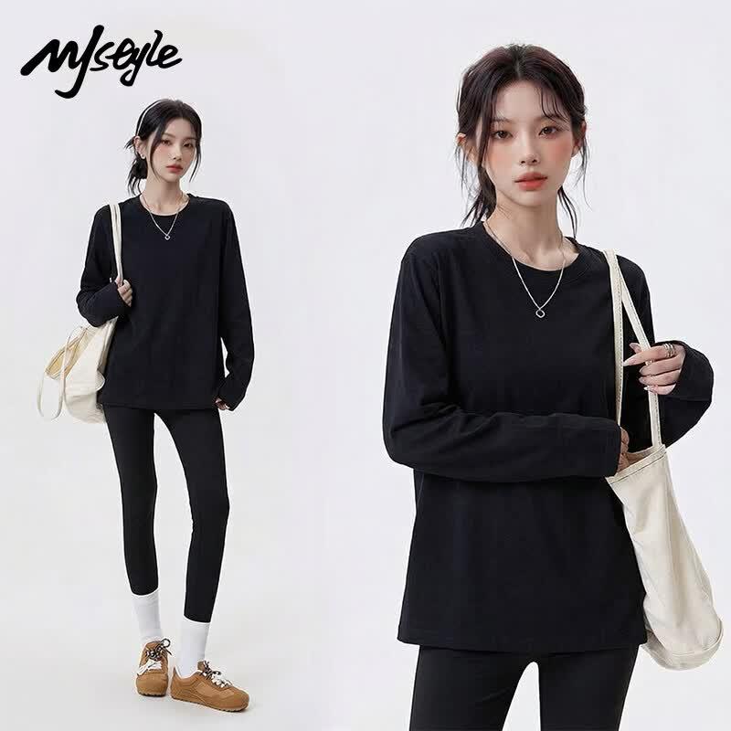 MJ STYLE Women's Pure Cotton Long Sleeve T-Shirt