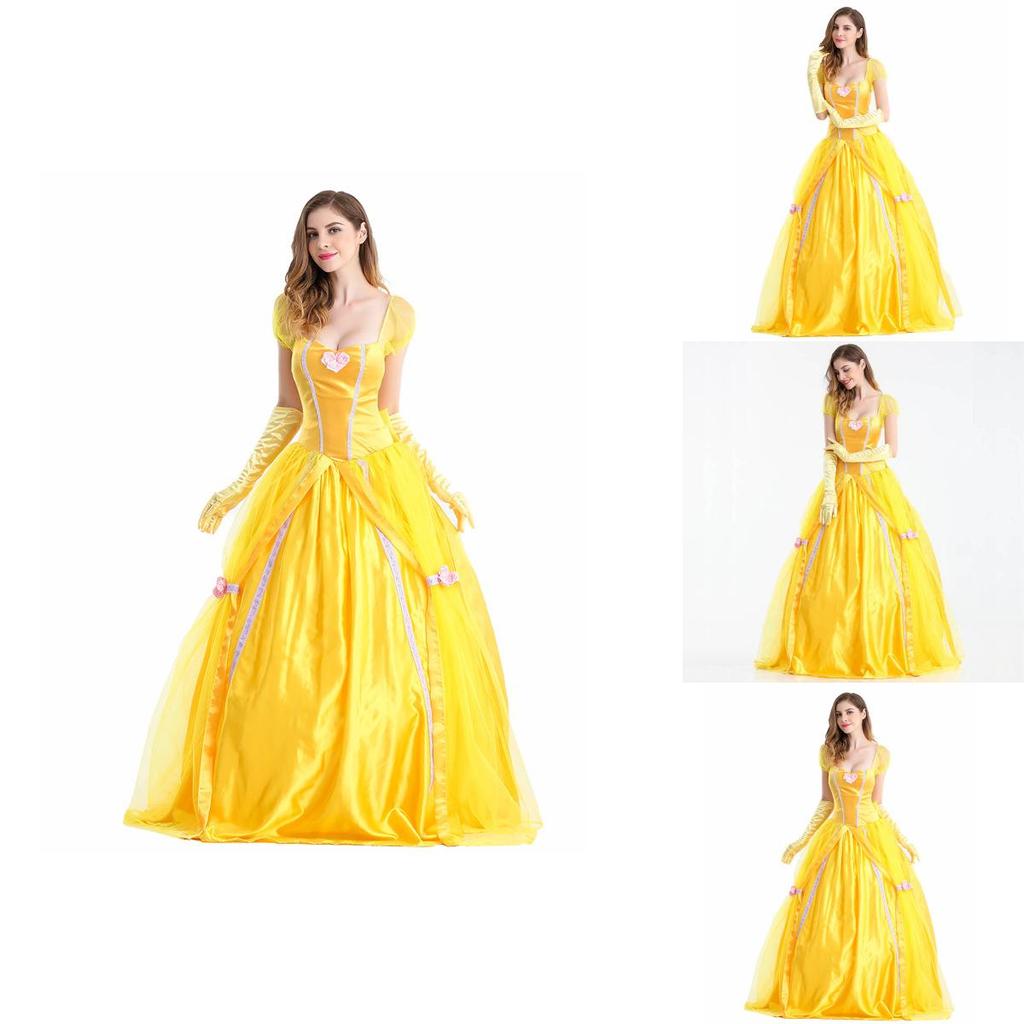 Elegant Layered Yellow Ball Gown Adults Beauty And The Beast Belle Costume